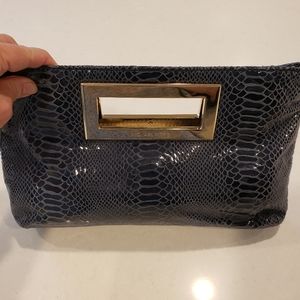 Michael Kors Navy Clutch with Brass Handles